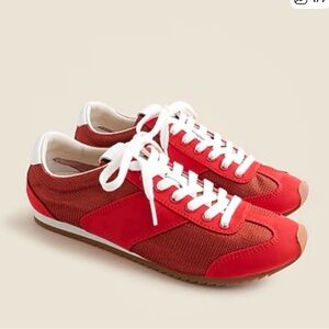 NWT J. Crew mesh/nylon red trainer sneakers size 6.5